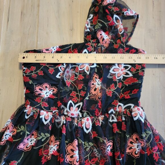 Bcbgeneration Black Multi Floral Embroidered One‎ Shoulder A-Line Dress 6 NWT - Picture 13 of 15